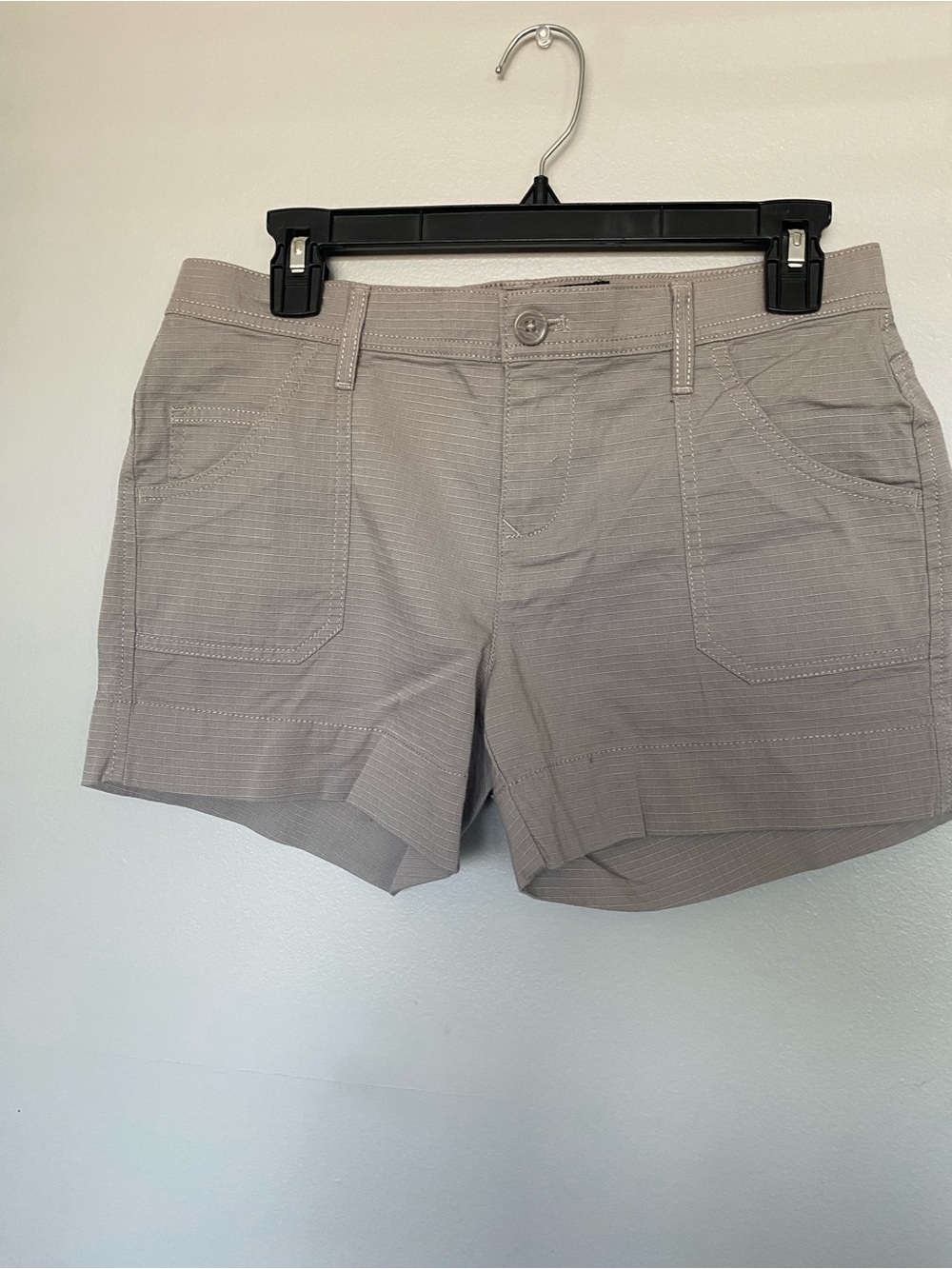 Calvin Klein Taupe Mid-Rise Cotton Blend Shorts